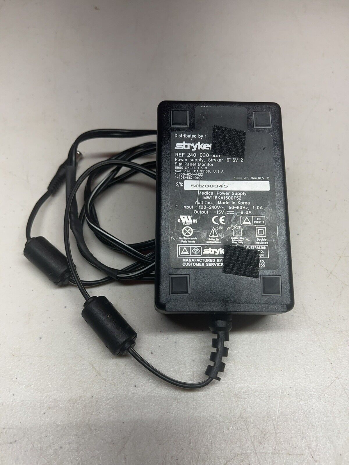 STRYKER/ VISIONELECT 240-030-931 24V 3.75A AC ADAPTER