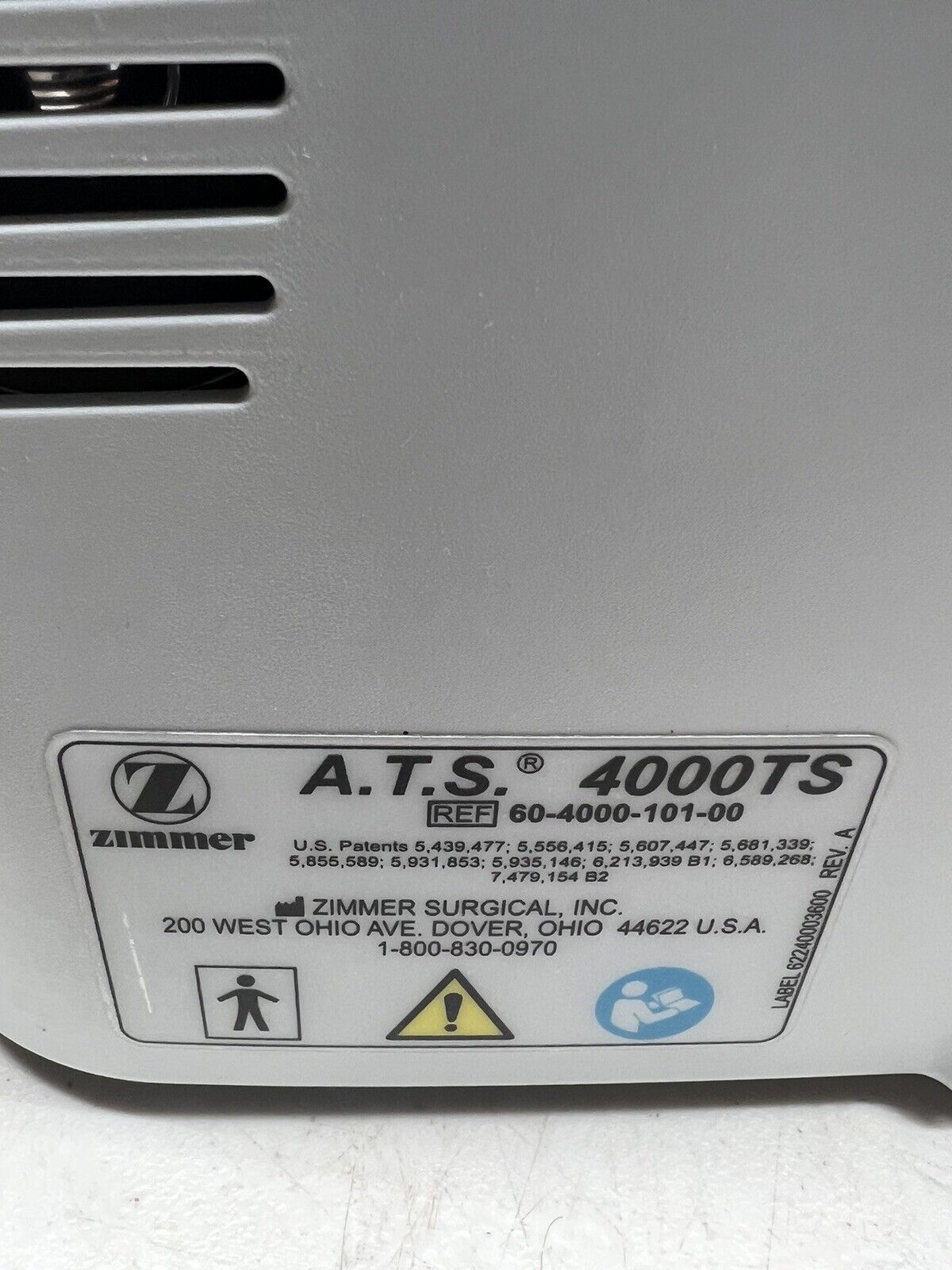 ZIMMER A.T.S. 4000TS AUTOMATIC TOURNIQUET SYSTEM