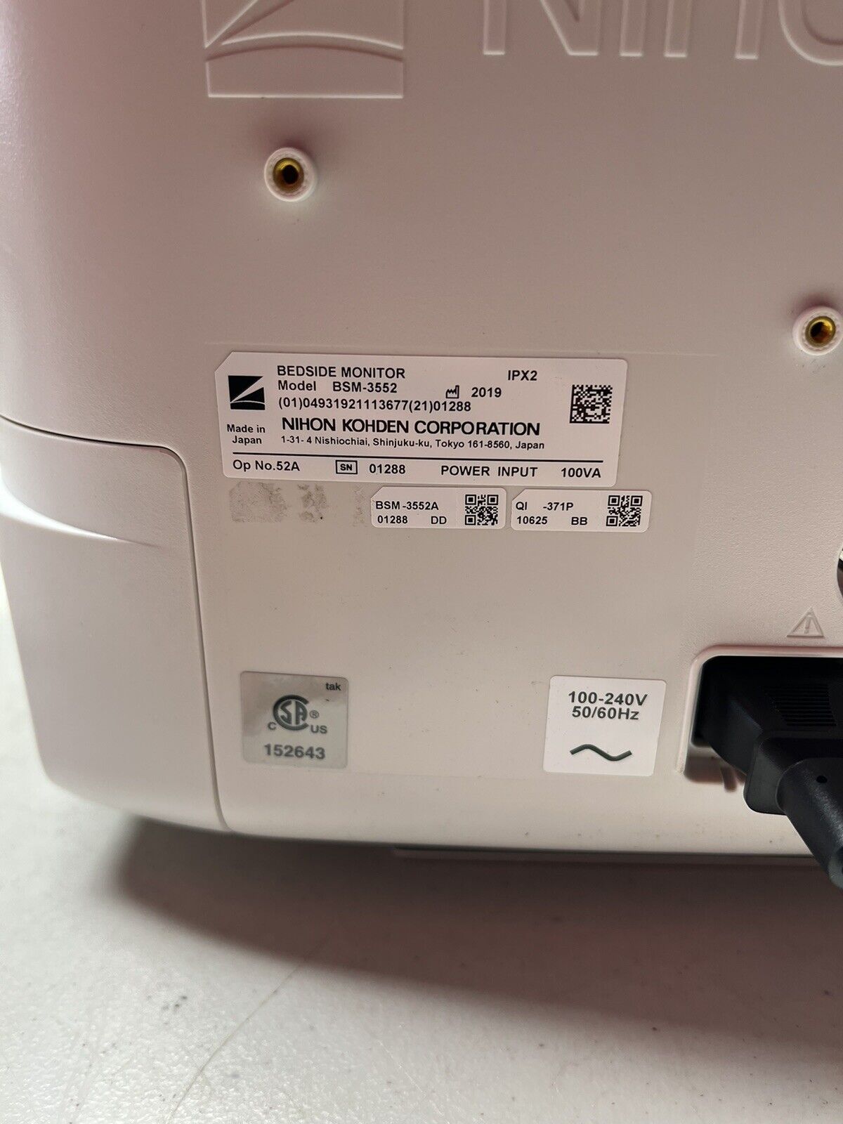 Nihon Kohden Life Scope VS BSM-3552 Patient Monitor Manufactured (2019)